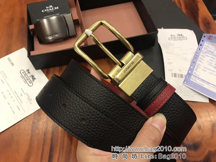蔻馳 新款 男士雙扣裝 純銅電鍍皮帶扣 搭配官方專用頭層牛皮 男款皮帶  xfp1068